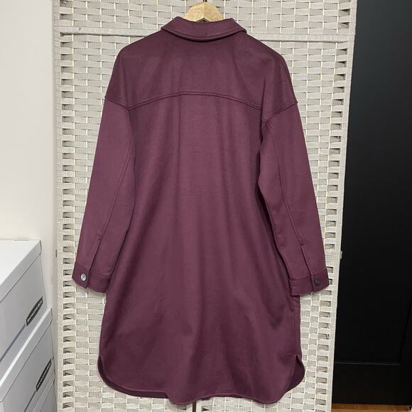 Pure Jill Faux Suede Long Shirt Jacket Size L Bayberry Buttons Fleece Ultra Soft - Picture 2 of 12